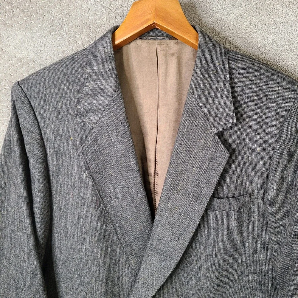 Vintage Futura Jacket Mens 44 Brown Tweed Blazer Double Breasted Wool Blend USA